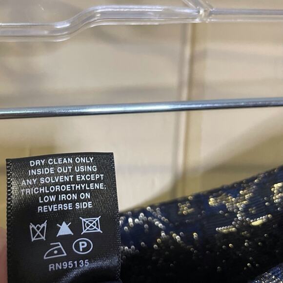 Lafayette 148 New York Navy and Gold Medallion Pant Size 12 - Picture 5 of 6